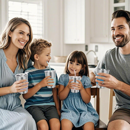 Water Tumbler with Lids, 6 Pack Stainless Steel Spill Proof Reusable Stacking 16oz Drinking Cups with Lids for Kids and Adults