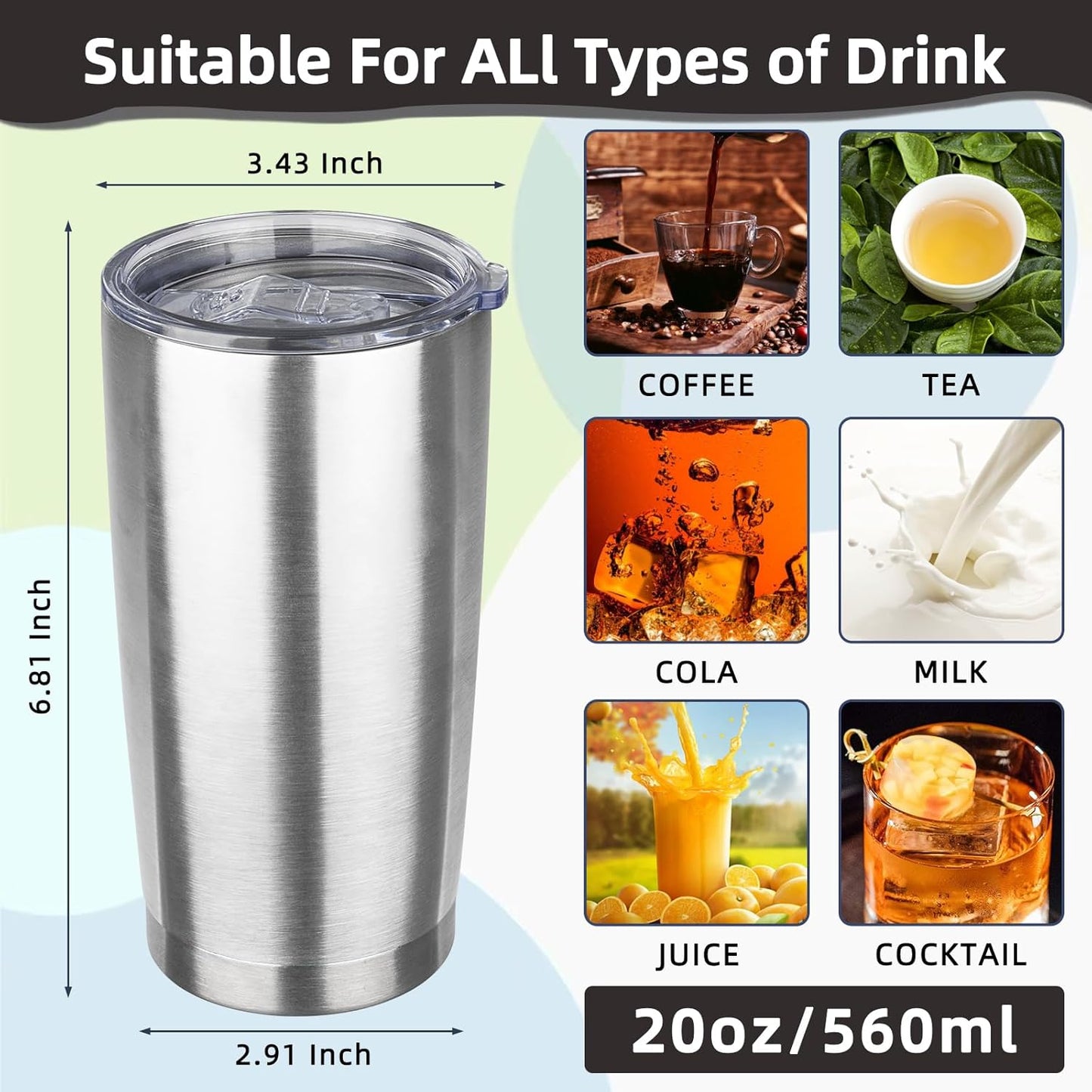 20oz Tumbler with Lid Stainless Steel Insulated Tumblers Travel Coffee Tumbler Bulk Double Wall Vacuum Insulated Water Cup Gifts for Christmas Women Men Her Him Home Office(Navy Blue, 1pack)