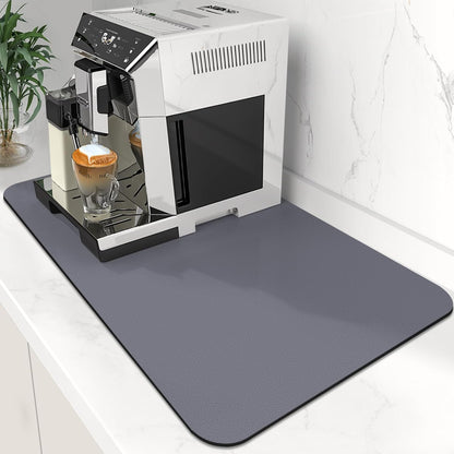 WISELIFE Coffee Mat Super Absorbent Dish Drying Mat Coffee Bar Accessories Match with Machine Large Drying Mats for Kitchen Counter 12" W x 19" L, Black