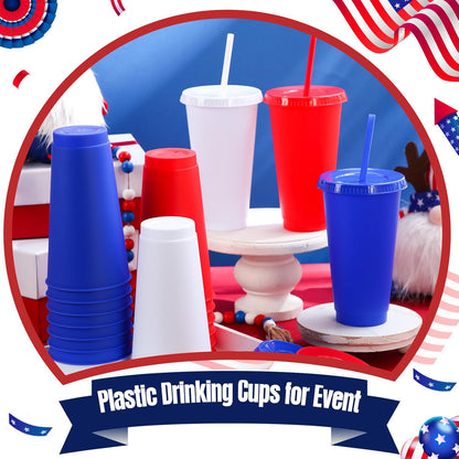 Honeydak 15 Pack Tumbler with Straw and Lid Bulk Cups for Gifts Water Bottle Iced Coffee Travel Mug Cup Reusable Plastic Tumblers for Party Birthdays 24-27 oz (Solid Color)