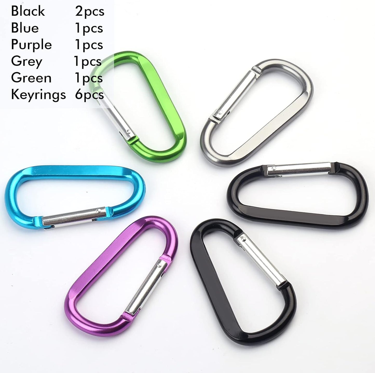CampTek Carabiner Caribeaner Clip,3" Large Aluminum D Ring Shape Carabeaner with Keyring Keychain Hook