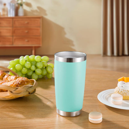 20 oz Tumblers Bulk Stainless Steel Tumbler with Lid Double Wall Vacuum Insulated Coffee Mug 20oz Powder Coated Cup for Hot and Cold Drinks, Stainless, 6 pack