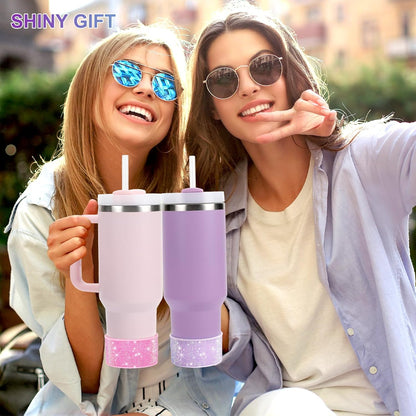 Rhinestone Silicone Boot for 40oz 30oz Stanley Quencher, Anti-Slip Silicone Protector for Qunercher Pro Tour Flip 40oz 30oz, Cup Accessories for 2.75-2.95 inch Trapezoidal Cylinder Base