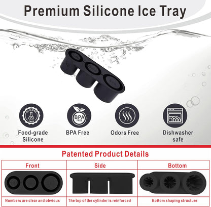 2pc Tumbler Ice Tray for Stanley/Yeti/Simple Modern etc. 30-40oz Tumblers, Silicone Ice Cube Tray for Tumblers with Bin and Lid, Black