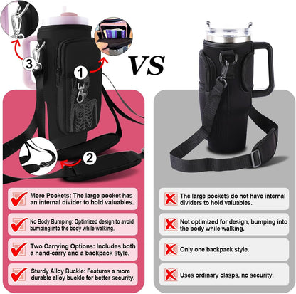 Stanley Carrier Bag for Stanley 40oz/30ozTumbler with Phone with 2 Adjustable Strap,3 Pockets Bottle Stanley Cup Carrier Bag & Case,Accessories for Hiking Travelling