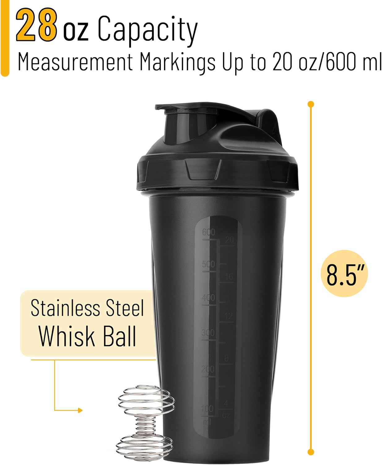 Mr. Pen- Shaker Bottles for Protein Mixes, 28 oz, Leak Proof Shaker Cups with Stainless Steel Wire Whisk Ball for Protein Shakes and Pre Workout