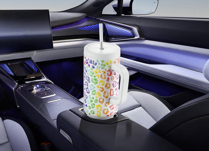 Meoky 40 oz Tumbler with Handle and Straw: Stainless Steel Insulated Tumbler with Lid and Straw - 100% Leak Proof Tumbler for Car Cup Holders - Travelers Commuters Workers, Donut