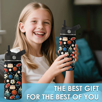 Strawberry Gifts for Kids - 16oz Pink Kids Water Bottle with Straw Lid, Stainless Steel Insulated Water Bottle, Leakproof, BPA-Free, for Girls, School, Strawberry Lover Children Birthday Gift Cup(1pc)