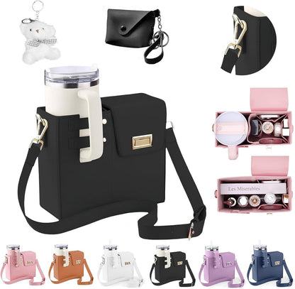 Stanley Purse Cup Holder for 40oz - Portable Crossbody Tumbler Bag with Strap, Water Bottle Carrier for Outdoor Travel
