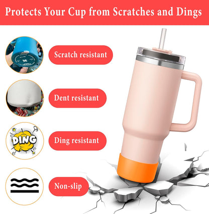 KTKUDY 2Pcs Silicone Boot for Stanley Quencher Tumbler 30 oz 40 oz & IceFlow 20 oz 30 oz & Fit Owala Freesip Water Bottle & Fit Hydro Flask & More - Cup Bottom Accessories Fit Stanley Cup