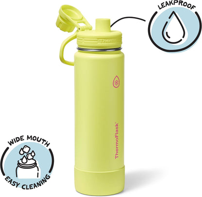 ThermoFlask Insulated Water Bottle with Spout Lid (24 oz, Lemonade Stand) - Leakproof, Stainless Steel Water Bottle for Cold & Hot Drinks, Travel & Daily Hydration