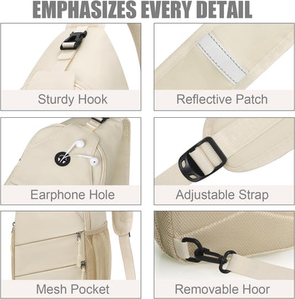 Pritent Crossbody Bags for Women Men Trendy Sling Bag Backpack Casual Chest Bag with Convertible Shoulder Strap