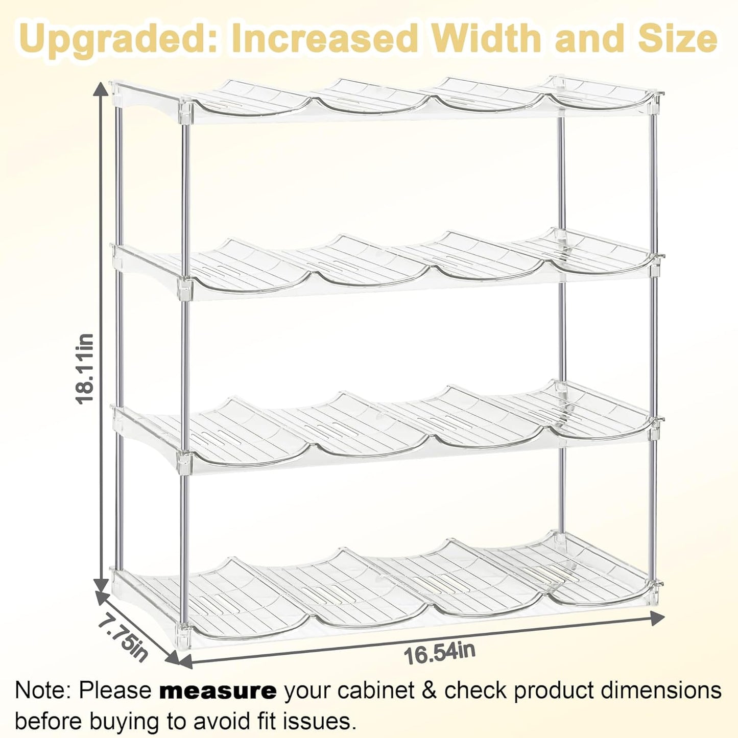 Stackable Water Bottle Organizer for Cabinet - Acrylic Tumbler Organizer Storage Rack for Stanley 40oz, Stanley Cup Holder, Pantry Kitchen Organizers and Storage for Stanley Cup, Holds 12 Bottles