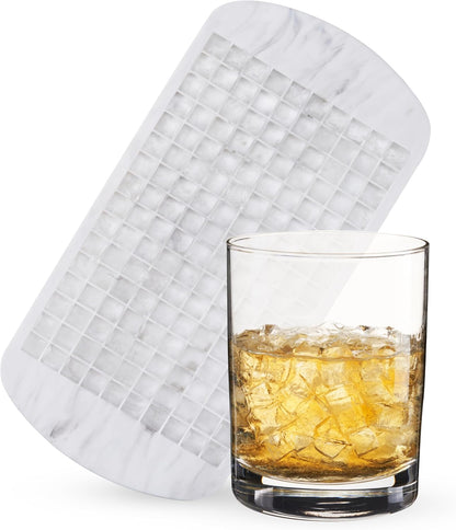 Host Ice Cube Tray, Makes Four 5-Inch Long Cubes, Durable Silicone Trays with Easy Release Design, Perfect for Water Bottles and Highball Glasses, Home Bar Accessories, Set of 1, Marble