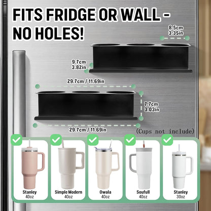 POLRAI 2 Pack Magnetic Stanley Cup Holder for Fridge, Water Bottle Organizer for Tumbler with Double Sided Tape Hold Stanley Cup Accessories for Kitchen Cabinet Wall
