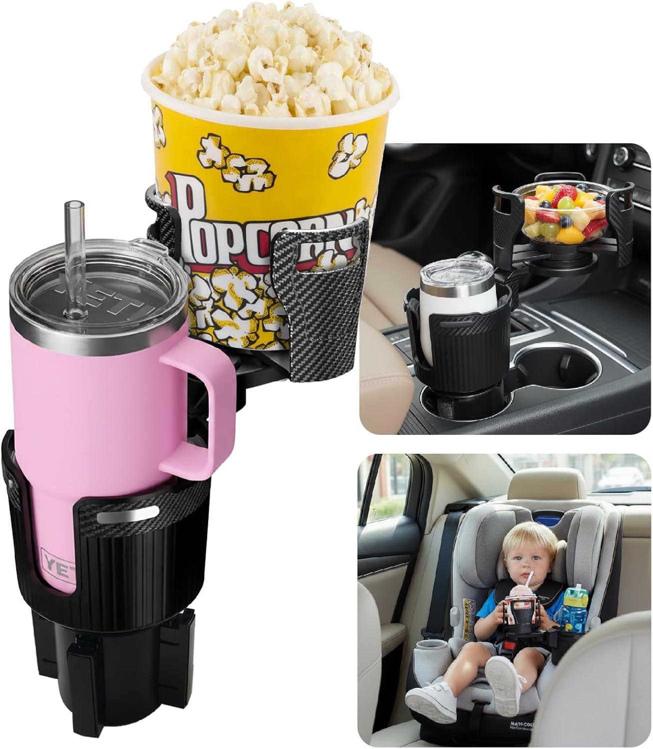 OtterVerz 11 Upgraded Car Cup Holder Tray, 3 in 1 Car Cup Holder Expander Adapter, 360° Rotating Detachable 10.5" Car Food Tray Table for Eating, Road Trip Essentials, Fits Yeti/Hydro Flask 16–46oz
