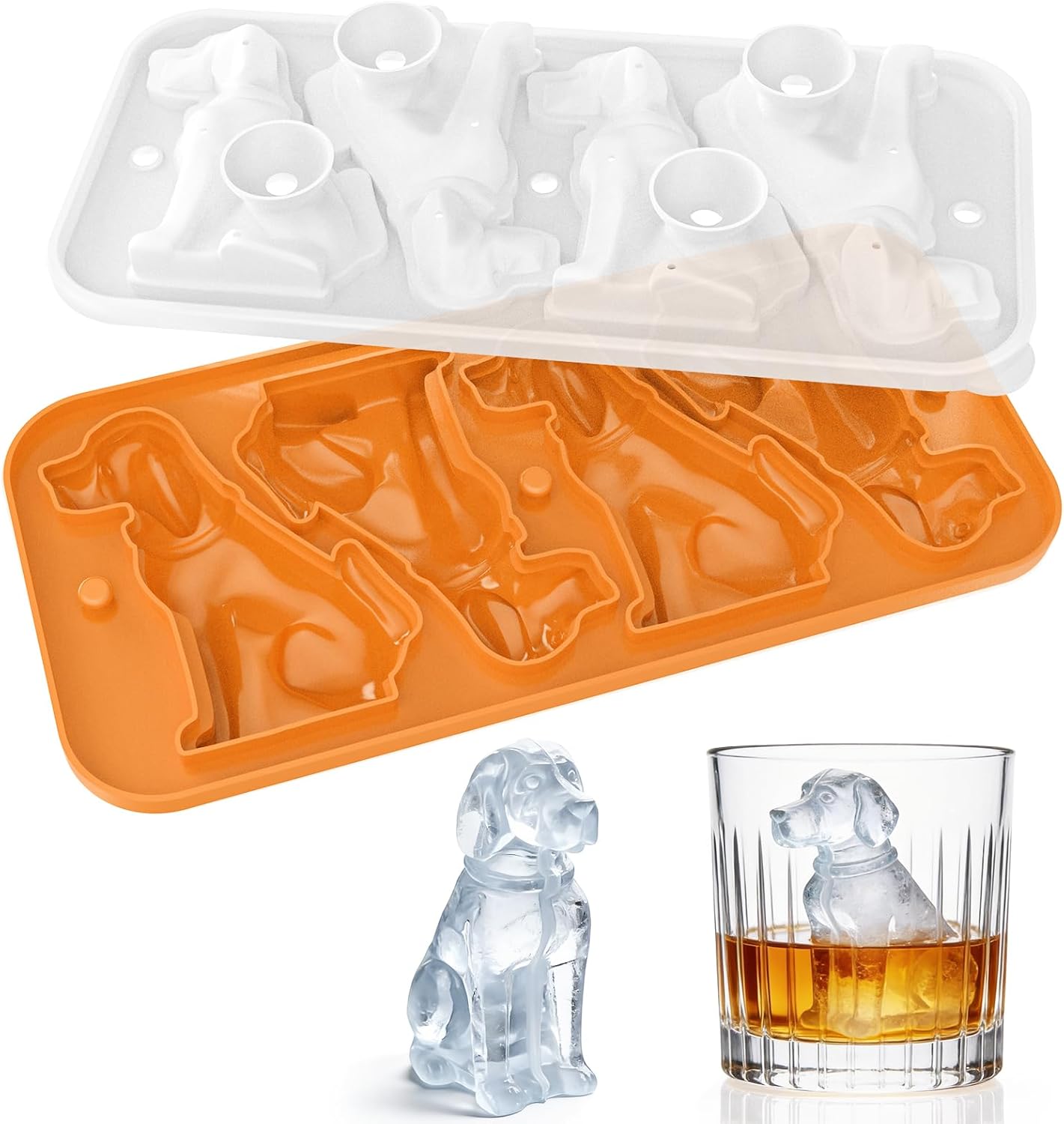 Koluti Nonstick Silicone 9 Ice Cubes Freezer Tray with Plastic Lid, 2-Pack Water Bottle Long Narrow Stick Ice Cube Mold Maker, Ideal for Sport Bottles, Cocktail and Whisky, Dishwasher Safe & BPA Free