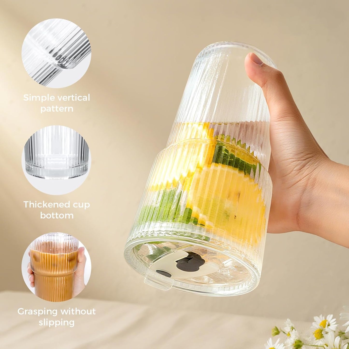 Reusable Plastic Boba Cup With Lids And Straws, 24Oz/700ml Smoothie Cups, Iced Coffee Cup, Leakproof Kawaii Cup, Boba Tumbler With Boba Reusable Straw,Double Wall Clear Bubble Tea Cup