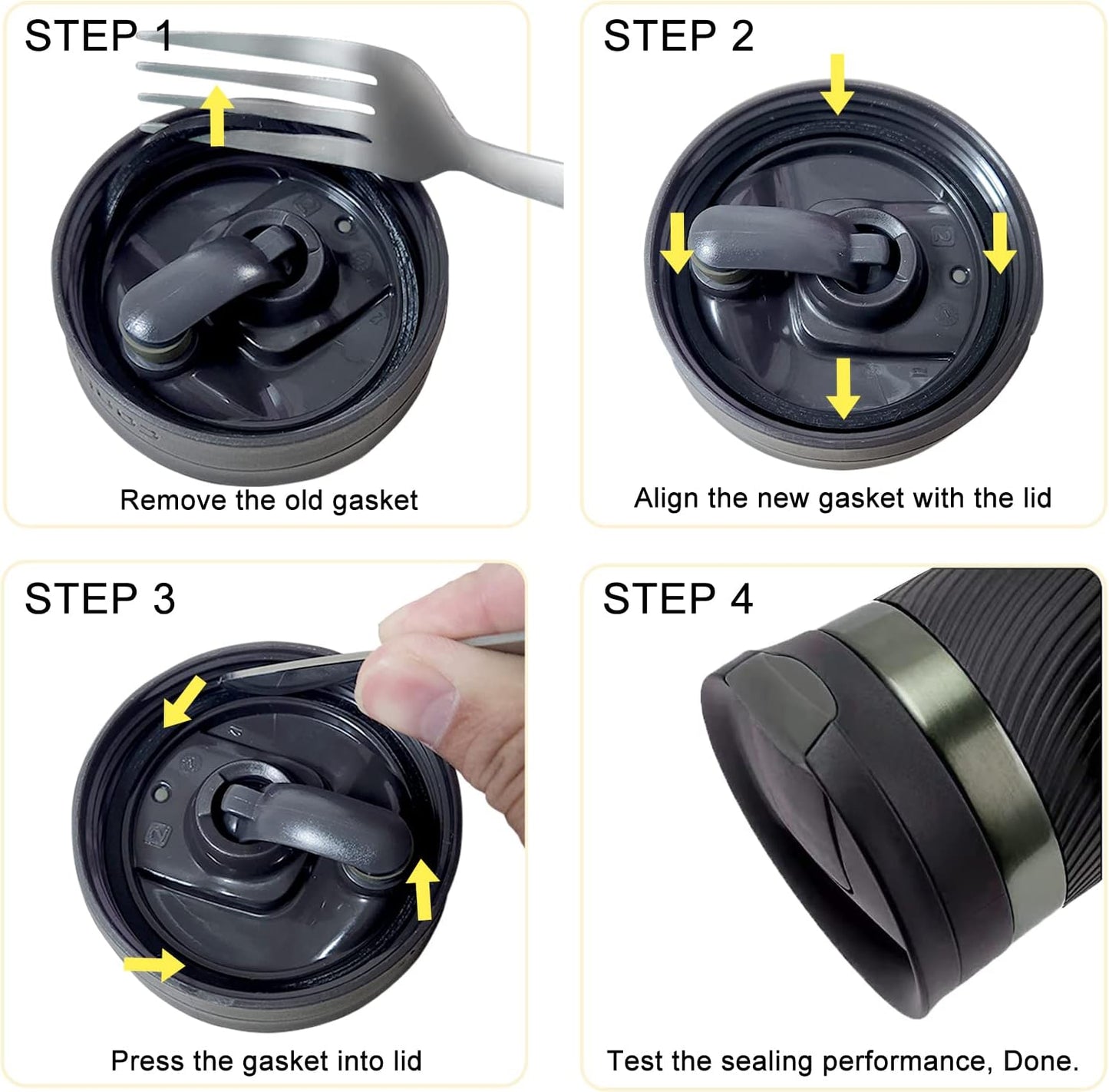 BOSORIO 4 Pack Gaskets Compatible with Contigo Snapseal Byron Travel Mug 16oz & 20oz, Replacement Rubber Seal & Silicone Part for Contigo Coffee Travel Tumbler
