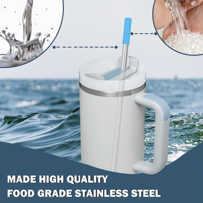 for Stanley Quencher 40oz Tumbler 6x Metal Stainless Steel Straws, 12inch Replacement Extra Long/Tall Straws for Stanley Cup 40oz Drinking Reusable Accessories (3x Straight & 3x Bent)