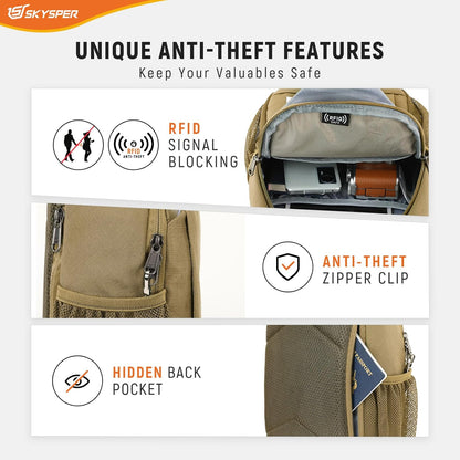 SKYSPER Sling Bag RFID Cross Body Bag Recycled Crossbody Backpack Travel Daypack