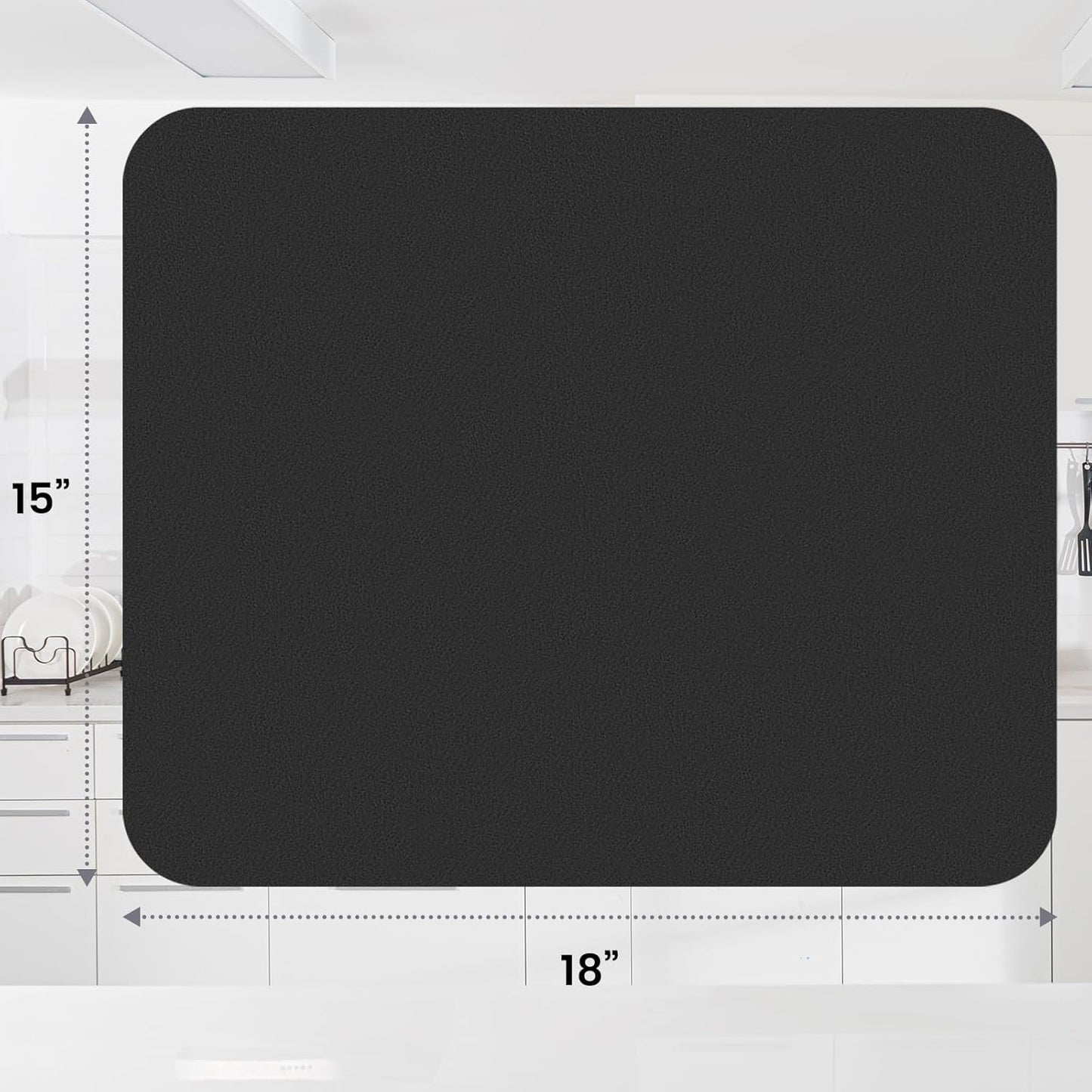 WISELIFE Dish Drying Mat Super Absorbent Drying Mat Large Dish Drying Mats for Kitchen Counter Easy Clean Dish Mat Kitchen Drying Mat15"x 18" Stylish Grey