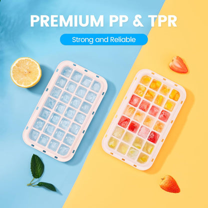 Ice Cube Tray with Lid and Bin, PHINOX 56 pcs Ice Trays for Freezer, Ice Cube Trays for Freezer with 2 trays, Container, Lid & Ice Scoop, BPA Free