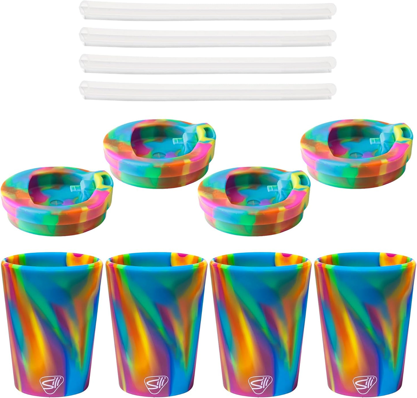 Silipint 8oz Silicone Tumbler with Straw and Lid – Unbreakable, BPA Free, Non-Toxic, Dishwasher, Microwave, Freezer Safe Tumbler Cup – Drinkware for Juice, Smoothies, Coffee (Cool Berry Crush)