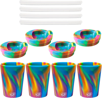 Silipint 8oz Silicone Tumbler with Straw and Lid – Unbreakable, BPA Free, Non-Toxic, Dishwasher, Microwave, Freezer Safe Tumbler Cup – Drinkware for Juice, Smoothies, Coffee (Cool Berry Crush)