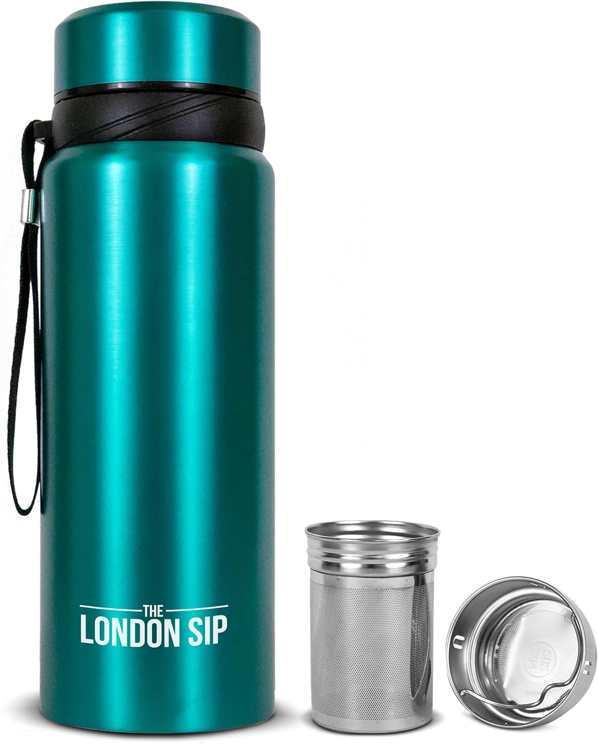 London Sip 25 oz Multi-Function Travel Mug and Tumbler Tea Infuser Water Bottle Fruit Infuser Flask Hot and Cold Double Wall Stainless Steel Coffee Thermos, Cosmic Silver