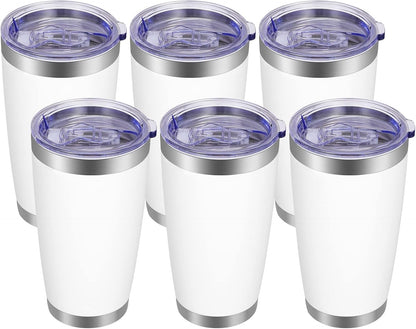 VEGOND 20oz Tumbler with Lid and Straw Stainless Steel Tumbler Cup Bulk Vacuum Insulated Double Wall Travel Coffee Mug Powder Coated Coffee Cup, Black, 12 Pack