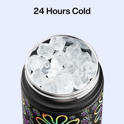 ENCOOL Insulated Water Bottle with Straw Stainless Steel Water Bottle, Leak-Proof, BPA-Free, Double Wall Vacuum Keeps Cold for 24 Hours for Sports, Travel, School (26 oz, Cotton Candy) - Colors D