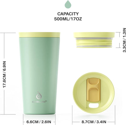 Ideus 17 oz Travel Coffee Mug, Double Wall Vacuum Stainless Steel Insulated Coffee Tumbler With Lid, Splash-Proof & Cup Holder Friendly, Keeps Drinks Hot/Cold, Dishwasher Safe, Purple