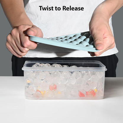 Ice Cube Tray with Lid and Bin – Round Ice Cube Trays for Freezer, BPA-Free Food-Grade Ice Mold, Stackable Ice Ball Maker, Iced Bucket Kits, Circle Ice Tray for Cocktails, Whiskey, Coffee, and Drinks