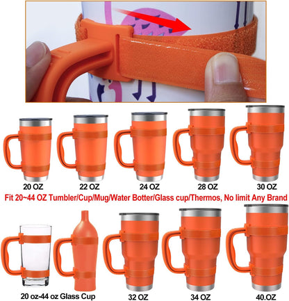 New Upgrade Anti-Slip Adjustable Tumbler Handle Fit for 20 Oz to 40 Oz All Brands Tumbler Cup of YETI, RTIC, Ozark Trail, Tervis, Corkcicle, Slm, Reduce Cold, Artic, Atlin, Bubba and SIC Etc