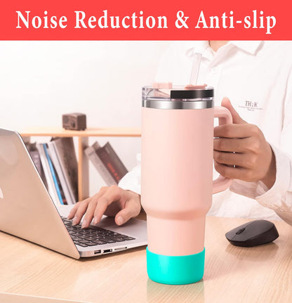 KTKUDY 2Pcs Silicone Boot for Stanley Quencher Tumbler 30 oz 40 oz & IceFlow 20 oz 30 oz & Fit Owala Freesip Water Bottle & Fit Hydro Flask & More - Cup Bottom Accessories Fit Stanley Cup