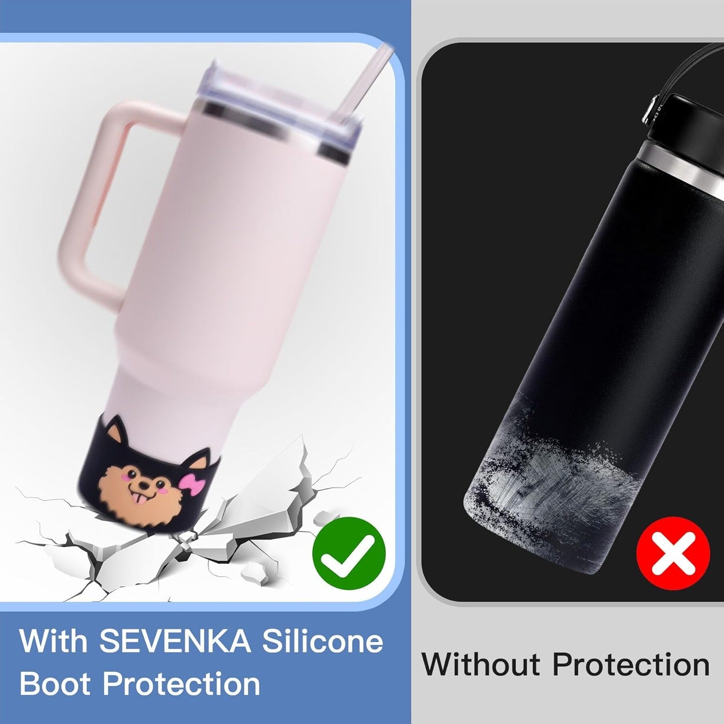 SEVENKA Silicone Boot for Stanley 40 30 oz Quencher Tumbler, IceFlow Water Bottle 30/20 oz, Cup Bottom Sleeve 3.1 inch Diameter