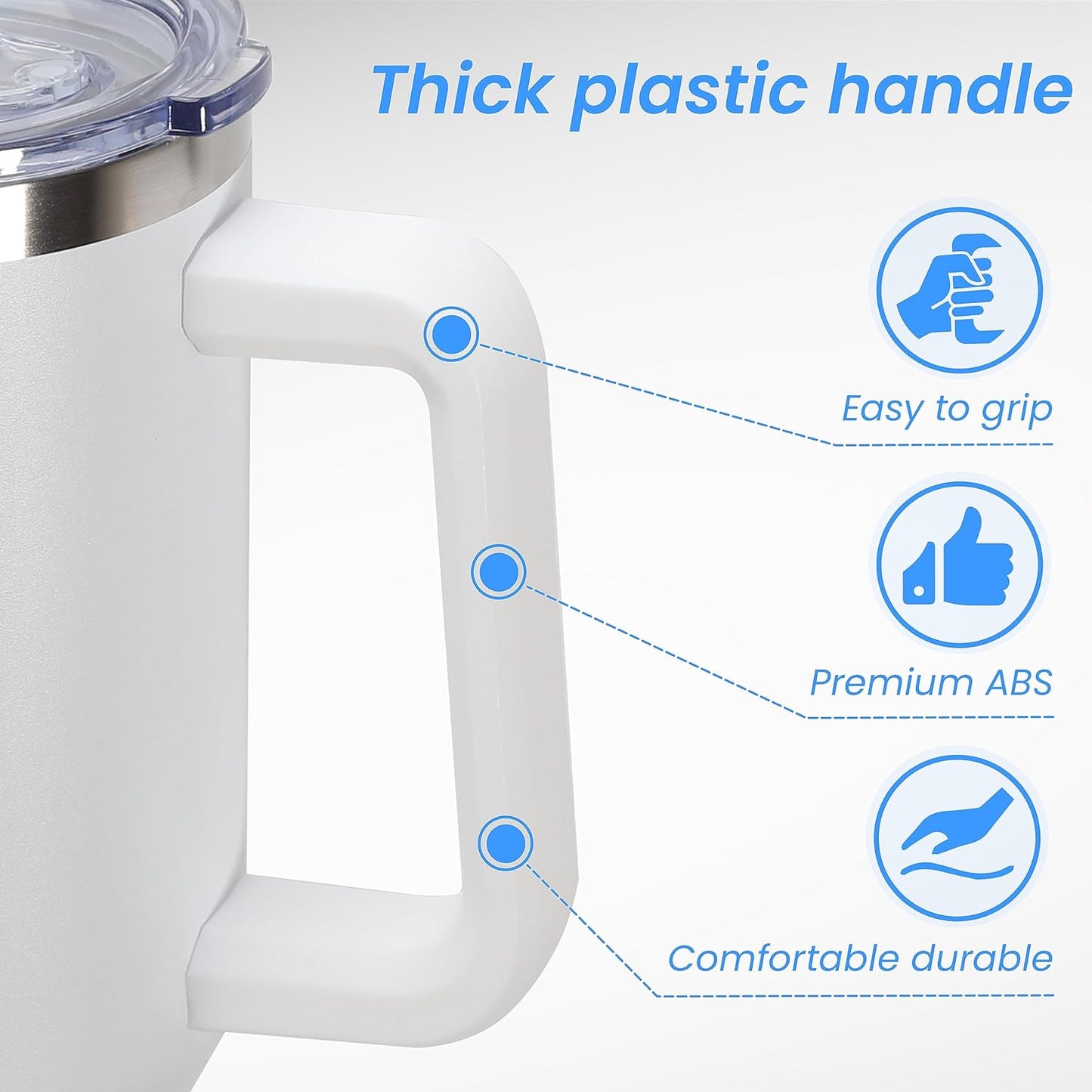 DOMICARE 40 oz Tumbler with Handle and Straw, Stainless Steel Tumbler with Lid and Straw, Reusable Vacuum Insulated Cup, Travel Coffee Mug, Blue, 1Pack