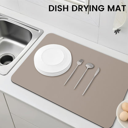 WISELIFE Dish Drying Mat Super Absorbent Drying Mat Large Dish Drying Mats for Kitchen Counter Easy Clean Dish Mat Kitchen Drying Mat15"x 18" Stylish Grey