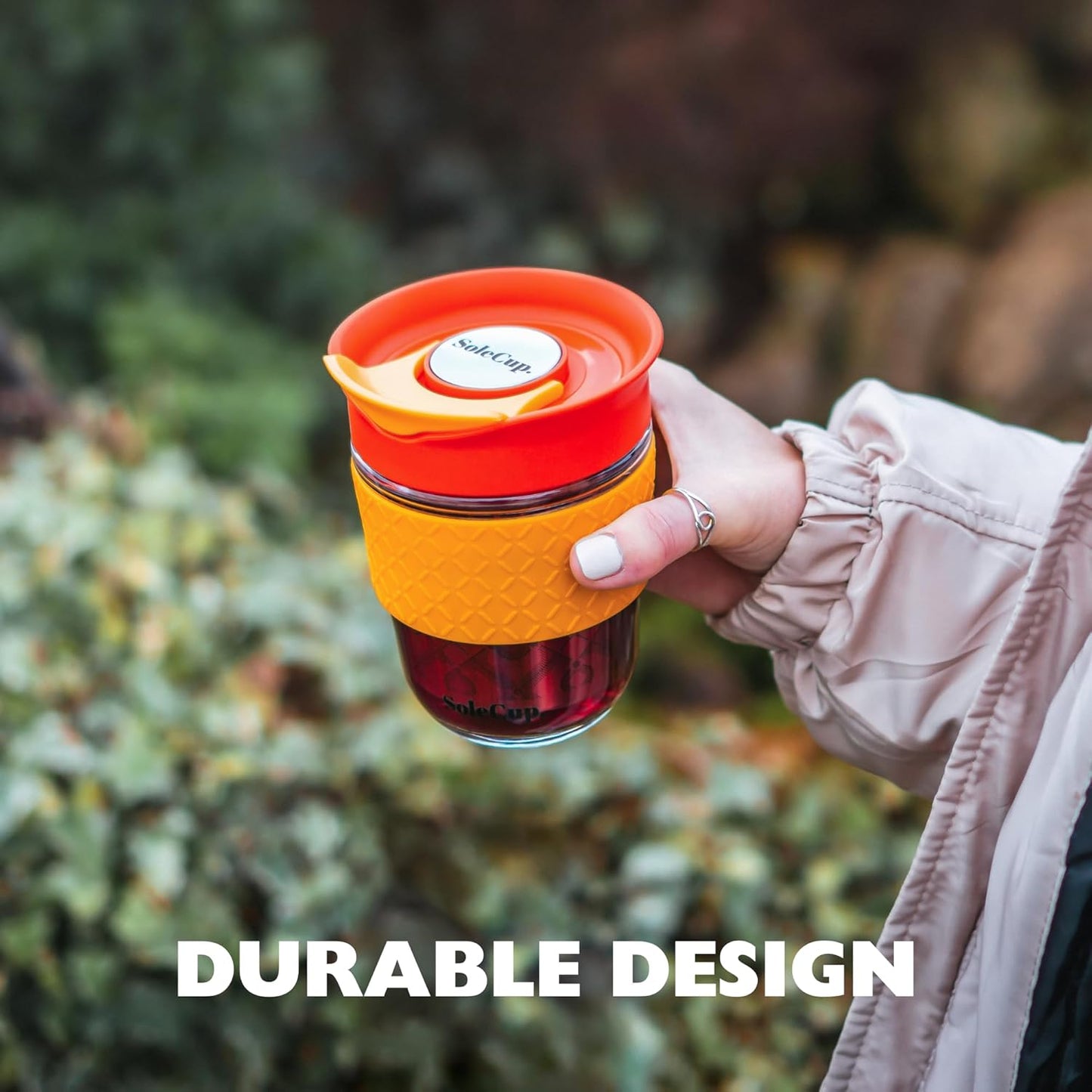 Travel Mug Loose Tea Infuser - Detachable Tea Strainer with Spillproof Lid - BPA-Free Reusable Glass Travel Coffee Cup with Silicone Band (Ice Cream, 12oz)