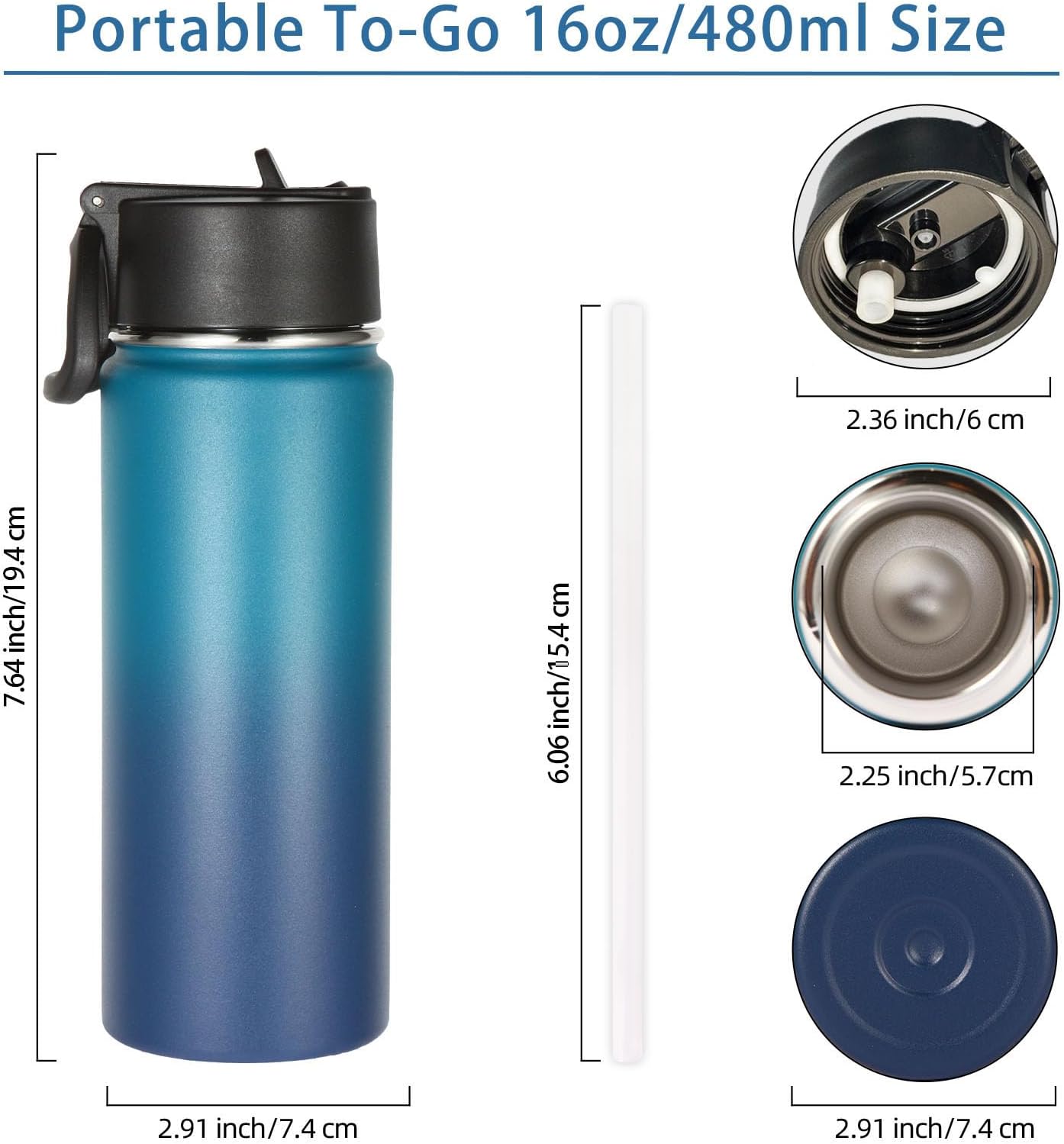 Volhoply 16 OZ Kids Water Bottle Bulk 8 Pack,Insulated Sports Bottles with Straw Lid,Stainless Steel Bottle with Handle Keep Cold & Hot,Double Wall Vacuum Tumbler Cups for School(Eight Color, 8)