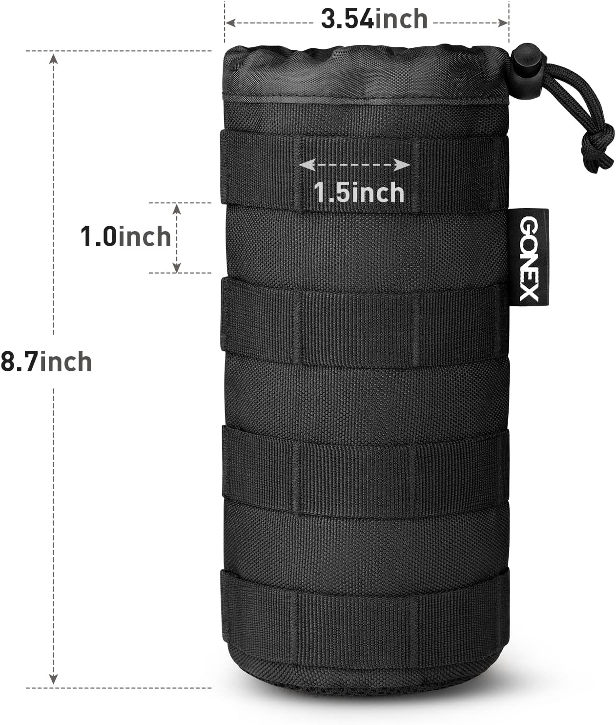 Gonex Tactical MOLLE Water Bottle Pouch, Drawstring Open Top & Mesh Bottom Travel Water Bottle Bag Hydration Carrier