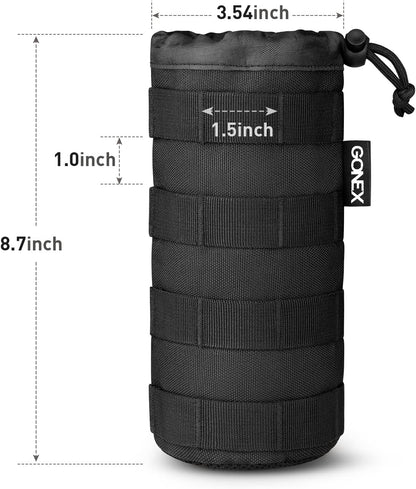 Gonex Tactical MOLLE Water Bottle Pouch, Drawstring Open Top & Mesh Bottom Travel Water Bottle Bag Hydration Carrier