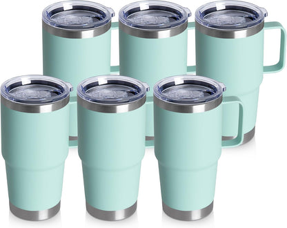 HASLE OUTFITTERS 20oz Tumbler with Handle & Lid, Insulated Stainless Steel Travel Mug, Leakproof Cup for Coffee, BPA-Free Double-Wall Vacuum Tumblers for Hot/Cold Drinks, Commuter, Gym, Office, Blue