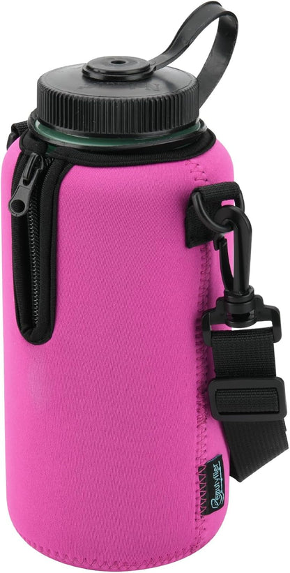 Beautyflier Neoprene Water Bottle Sleeve Insulator Cooler, Compatible with Nalgene Water Bottle 32 OZ, with Adjustable Shoulder Strap for Hydro Flask Wide Mouth Bottle 32oz, etc.