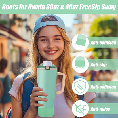 Mity rain 2PCS Protective Silicone Boots for Owala 30oz & 40oz FreeSip Sway Bottles & Tumblers - Accessories for owala, Enhances Stability & Prevents Scratches(Black Cherry)