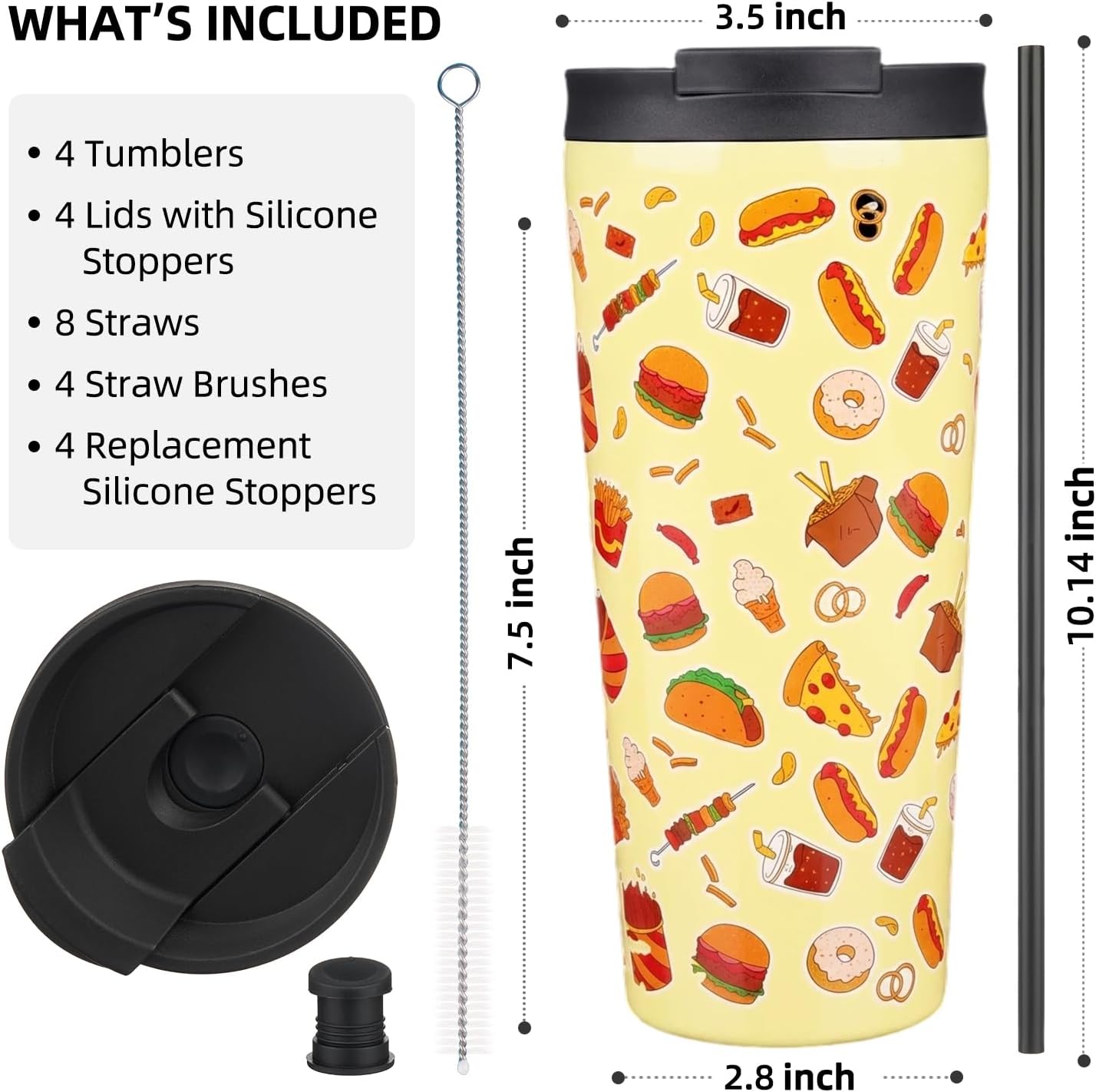 BJPKPK 4 Pack Tumbler with Lid and Straw,30oz Insulated Tumblers Bulk Reusable Travel Coffee Mug, Dishwasher Safe Double Wall Vacuum Insulated Cup Gift for Men Women,Light Blue Leopard