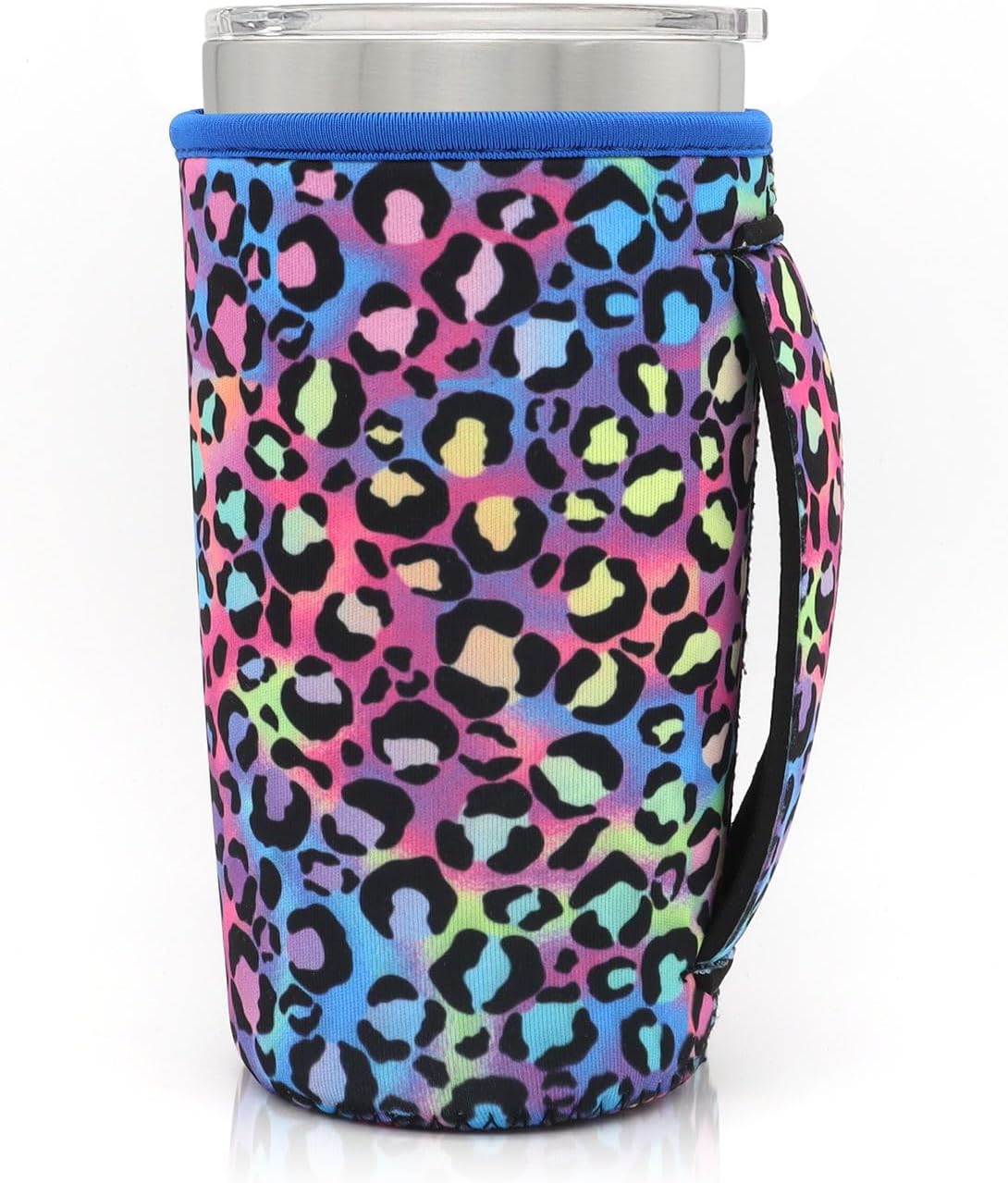 Reusable Iced Coffee Cup Sleeve Neoprene Insulated Sleeves Cup Holder with handle Idea for 30oz - 32oz Tumbler Cups, Protein Shake Bottles(Only Cup Sleeves), Black - Colors A