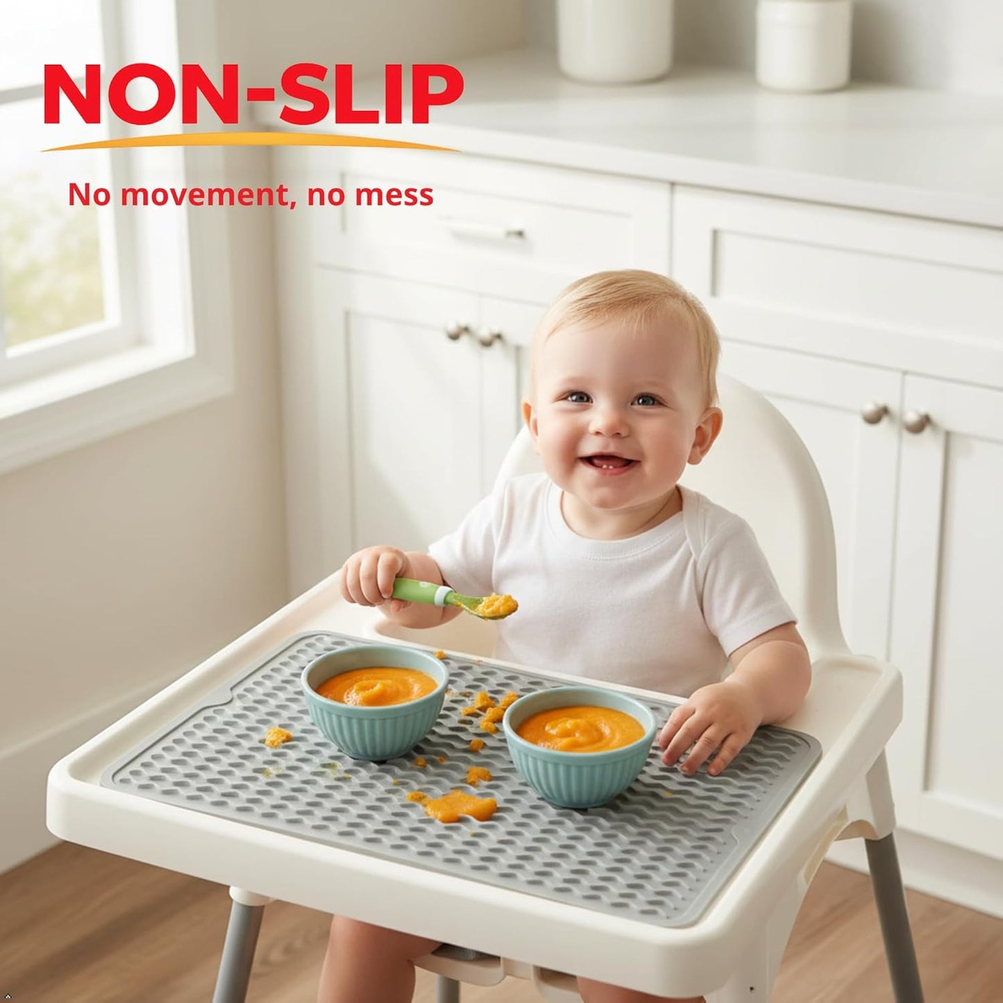 Silicone Drying Mat 16 × 12 – Gray Non-Slip Sink Mat for Kitchen Counter, Heat-Resistant Food-Grade Dish Pad, Easy-Clean Multipurpose Drawer Liner (Gray, 16'' x 12'')