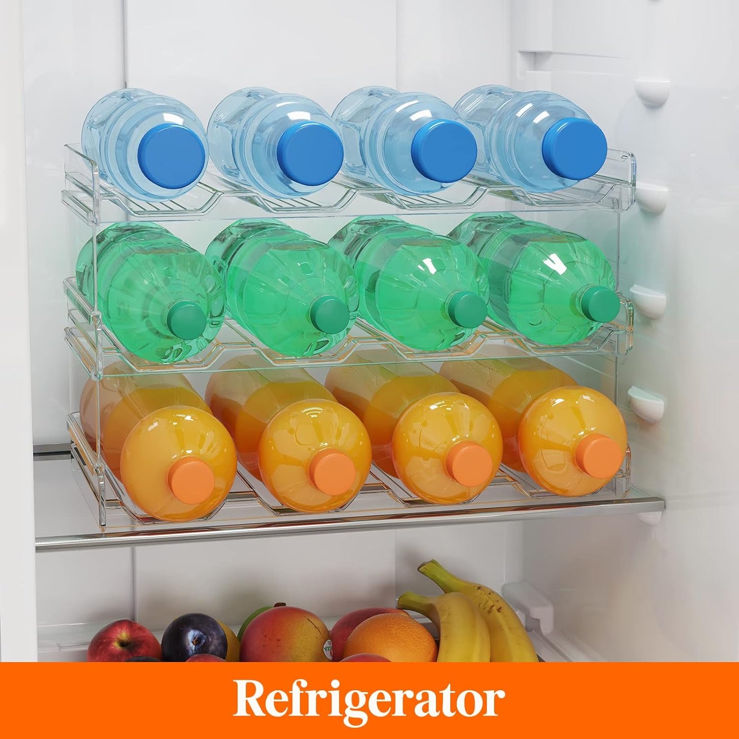 Lifewit 2 Tier Stackable Water Bottle Organizer for Cabinet, Plastic Bottle Holder Fits 6 Bottles/Tumblers up to 3.8" Diameter for Pantry/Countertop/Cupboard, 28 x 19 x 15 cm/11 x 7.5 x 5.7"